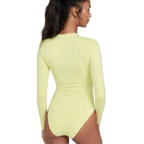 Good American | Key Lime High Cut Longsleeve Zip Front Swimsuit - Picture 4 of 8